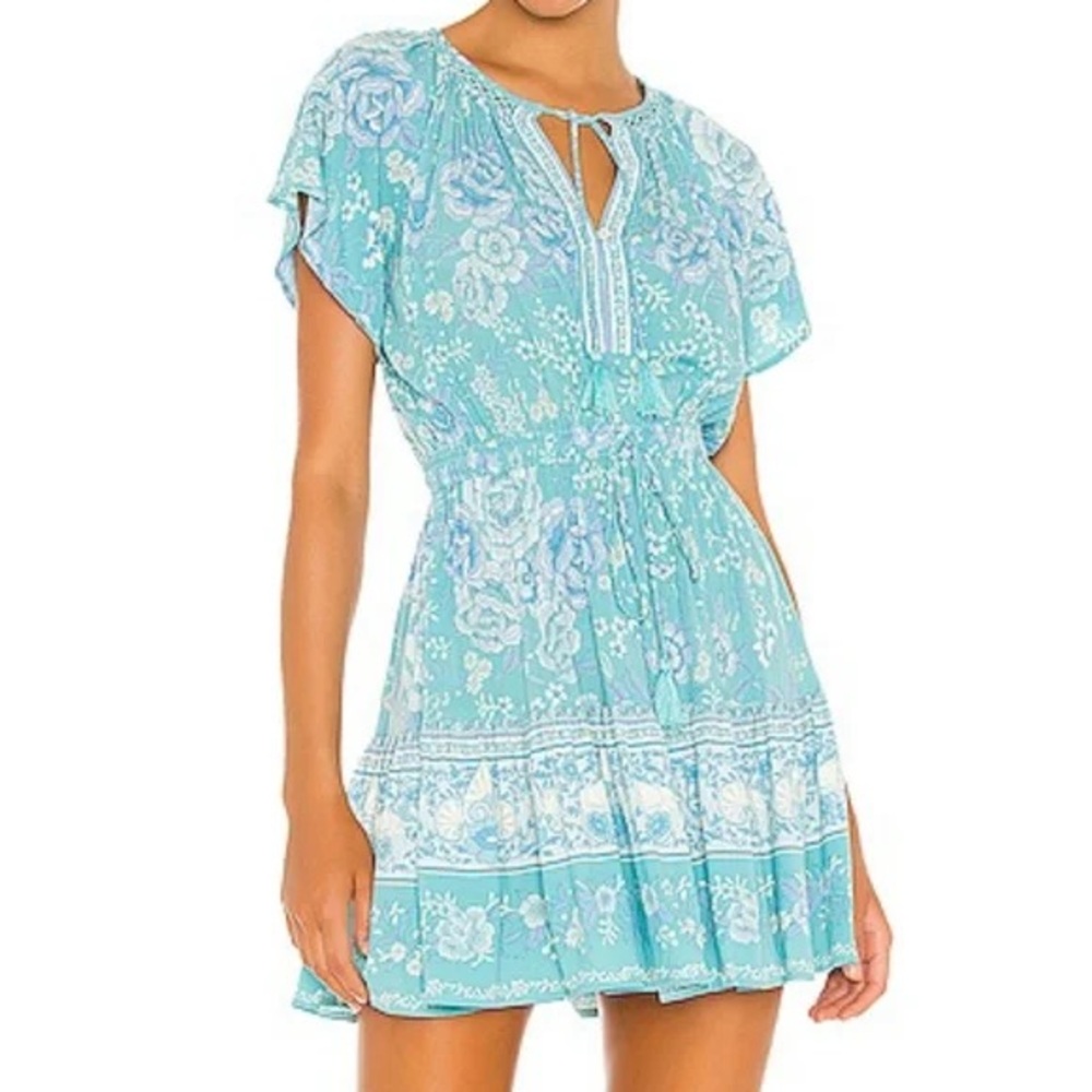 Spell Teal Floral Midi Dress